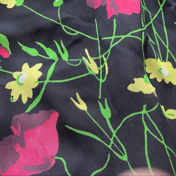 Jason Wu Grey Silk Chiffon Off Shoulder Dress Floral Black Multi Midi 2 GUC - Picture 8 of 14